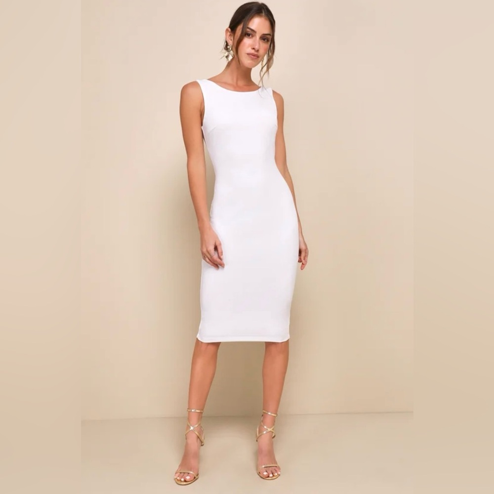 Lulu's Classic White Midi Dress